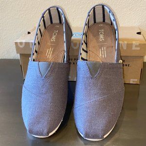 NEW - TOMS CLASSIC GREY LINEN ROPE SOLE MEN SIZE 7
